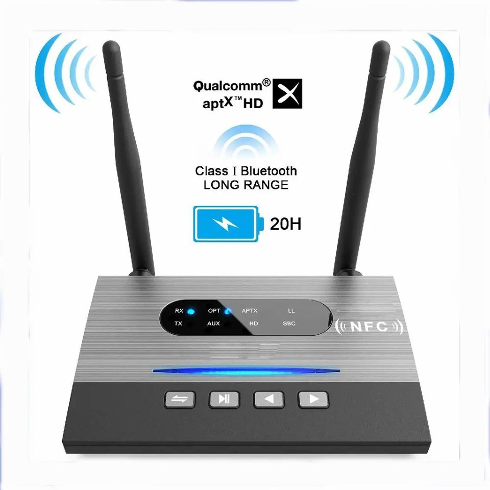 Optical Bluetooth 5.0 Transmitter Receiver Long Range Apt-X Low Latency 3.5mm AUX RCA SPDIF Wireless Adapter